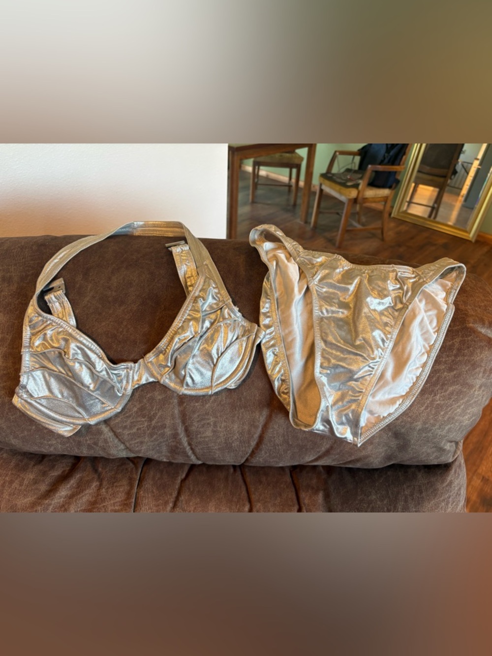Rare Vintage Body Glove Silver Metallic 80’s Bikini
